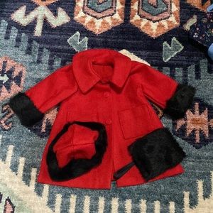 Red Wool Coat and Accessories for 18 inch doll